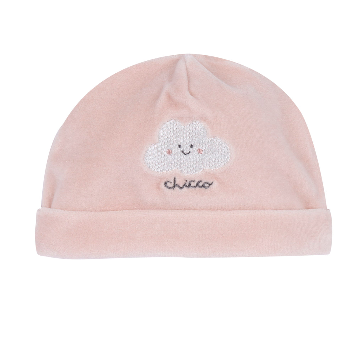 Cappellino neonato Chicco rosa con ricamo nuvoletta