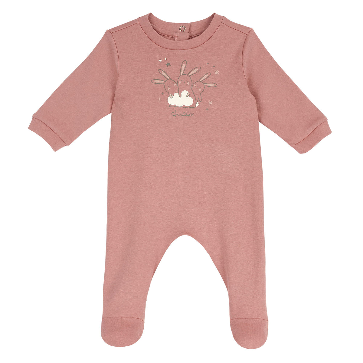 Tutina neonato Chicco rosa con piedini e stampa nuvoletta