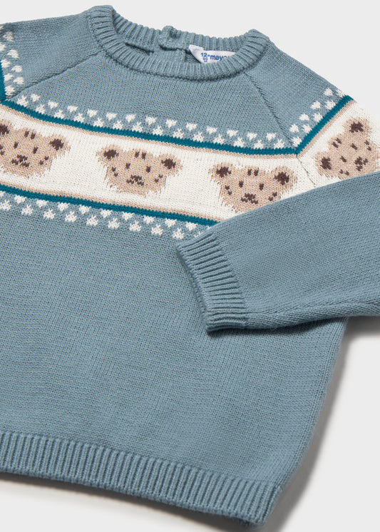 Dettaglio degli orsetti in jacquard del maglione Mayoral