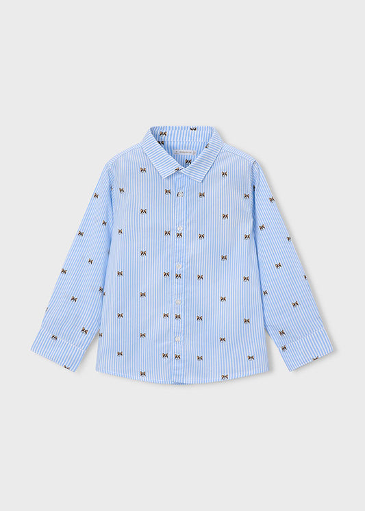Camicia bambino Mayoral a righe azzurre con micro stampa