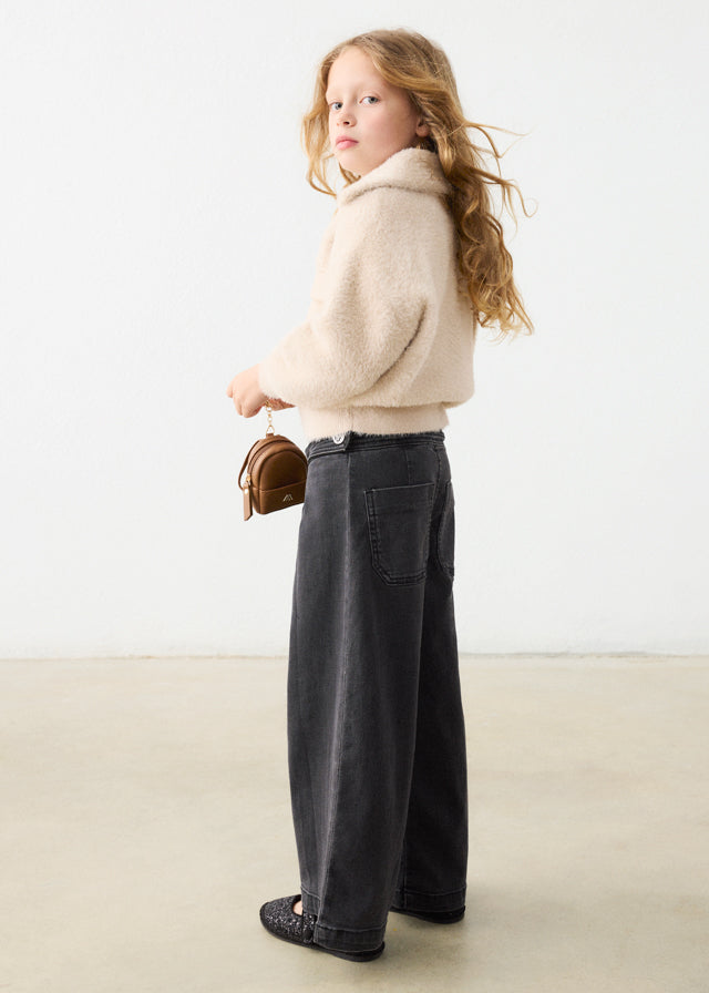 Pantalone denim wide leg