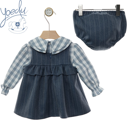 Retro del completo bambina Yoedu con scamiciato gessato