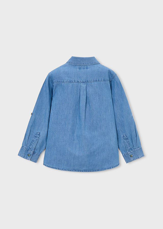 Long-sleeved denim shirt