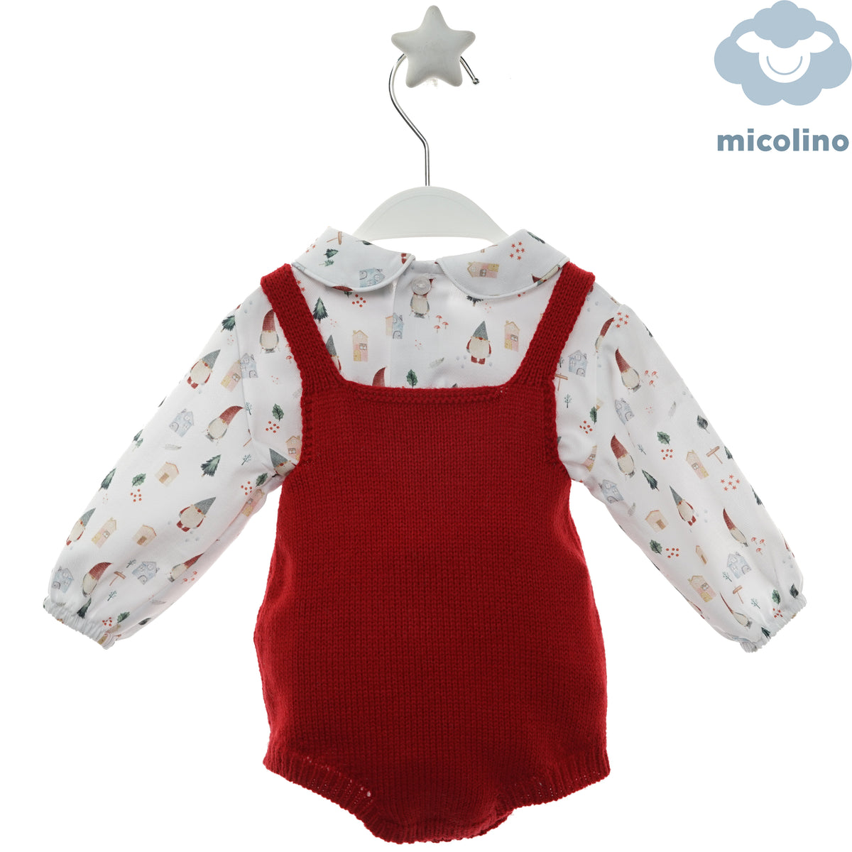 Retro del pagliaccetto Micolino rosso con camicia