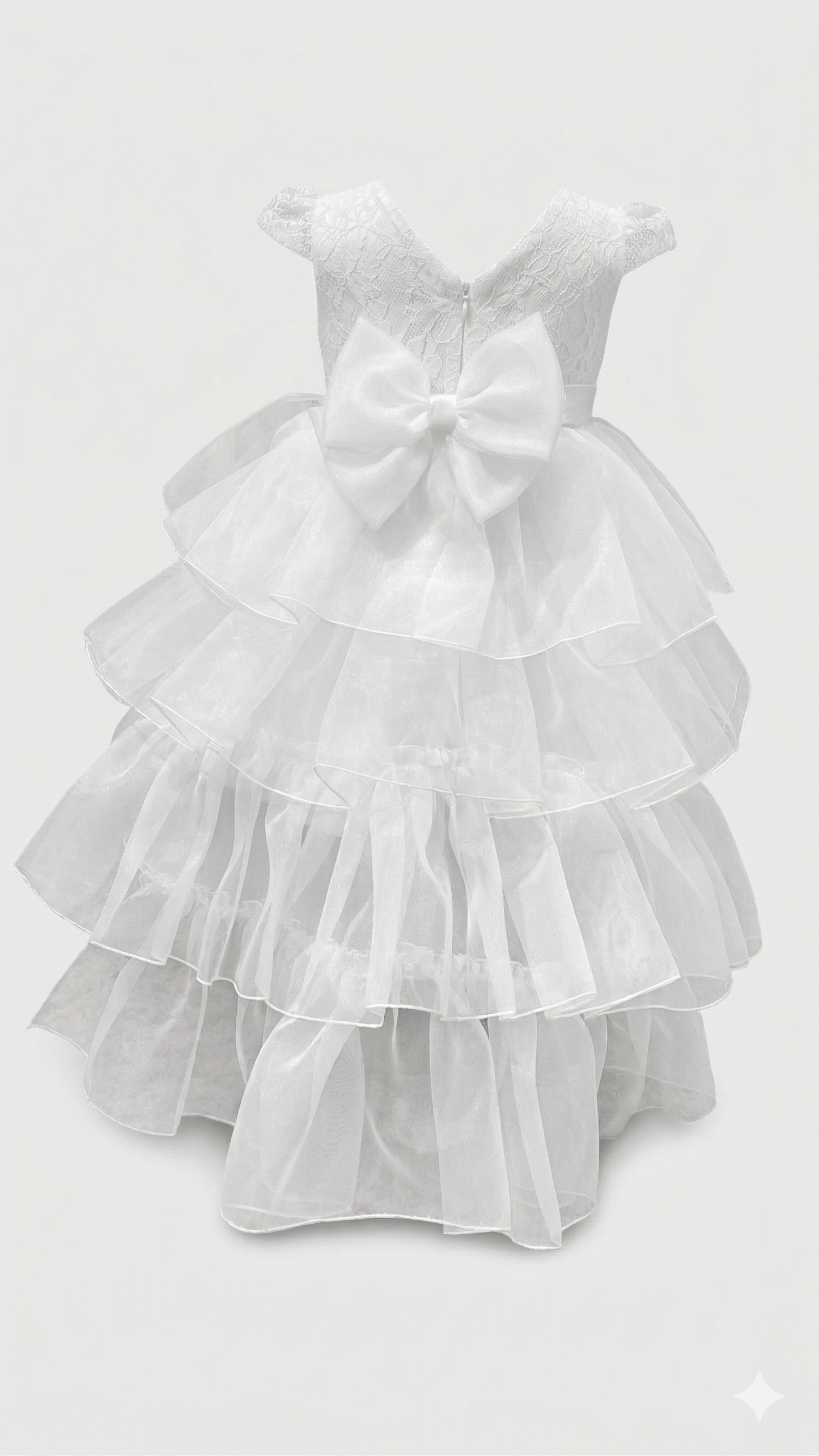 Abito battesimo bianco con cintura e fascia