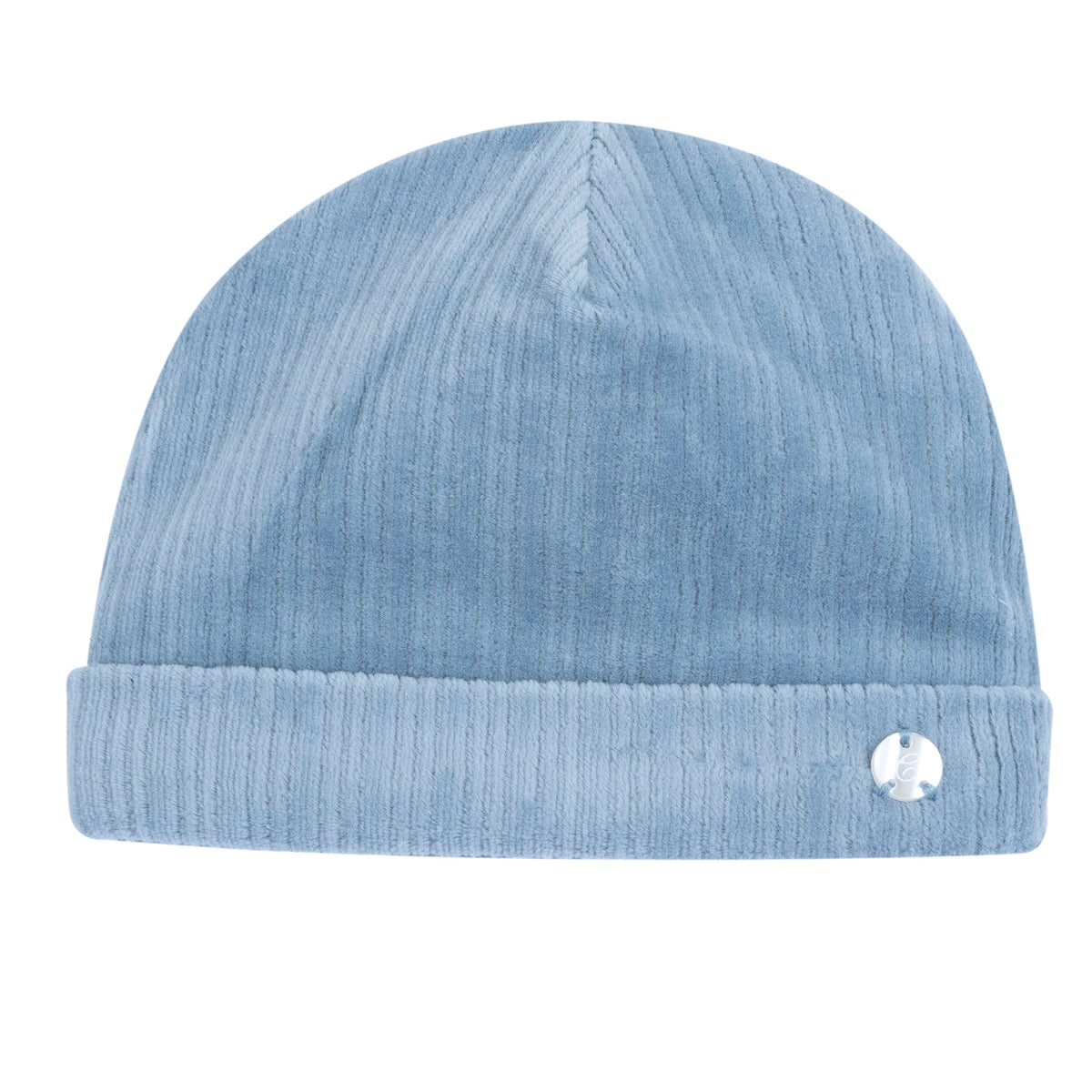 Cappellino neonato Chicco azzurro a coste con risvolto
