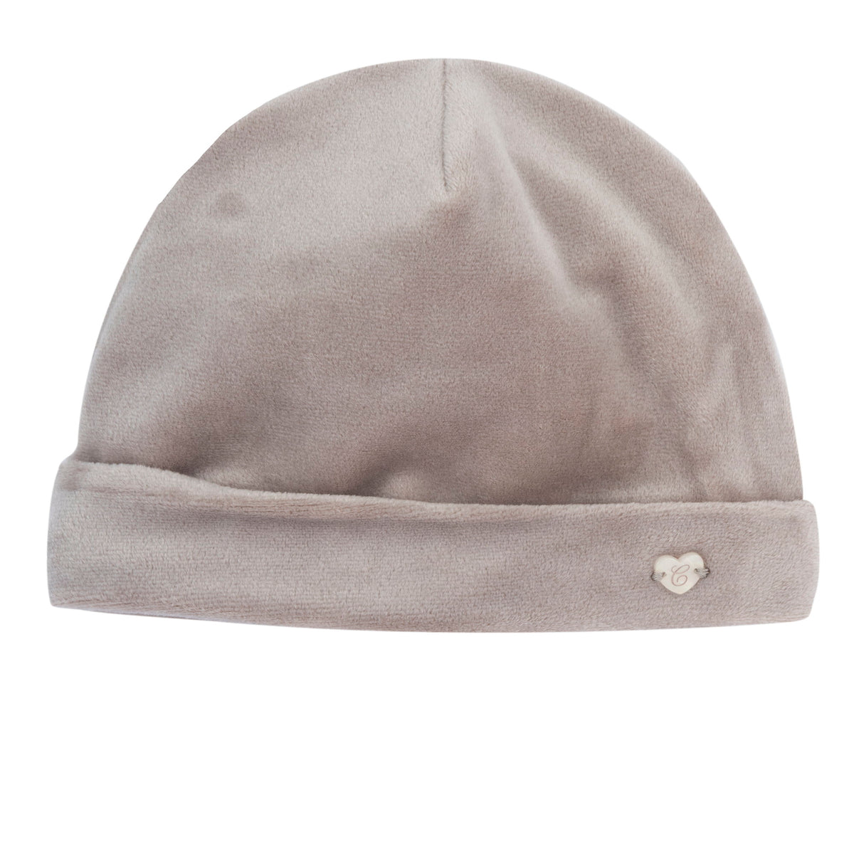 Cappellino neonato Chicco vellutato color marrone chiaro con cuoricino