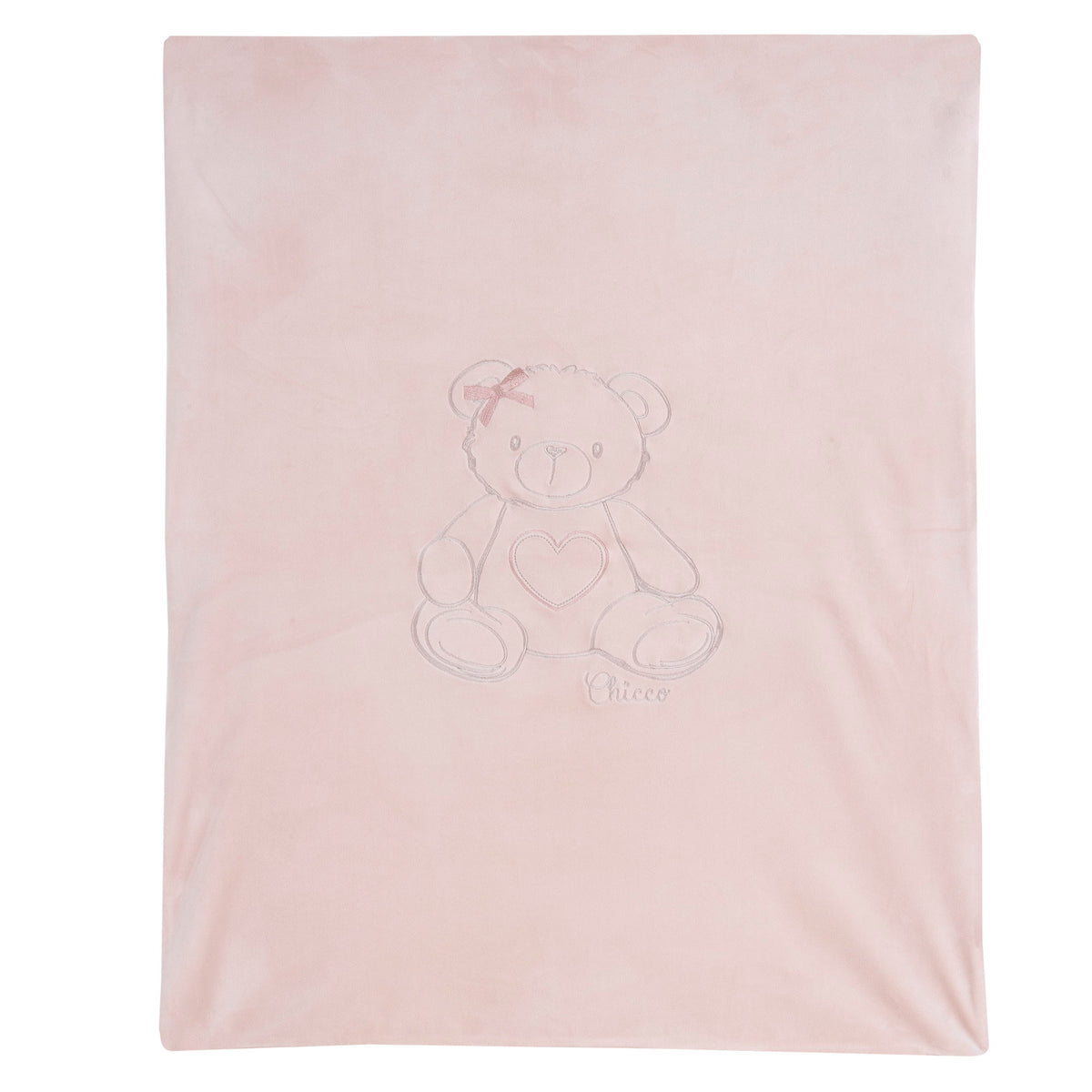 Coperta carrozzina Chicco rosa vellutata con orsetto in rilievo
