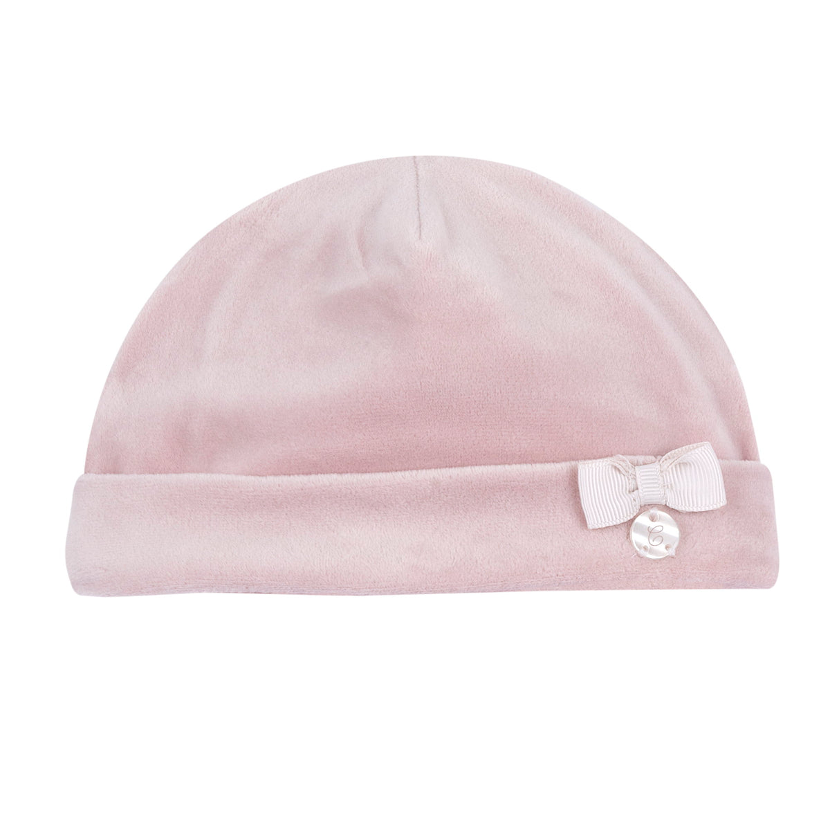 Cappellino neonata Chicco rosa vellutato con fiocchetto
