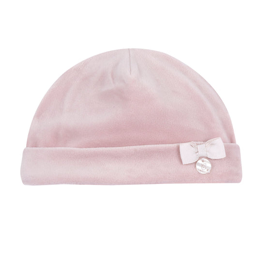 Cappellino neonata Chicco rosa vellutato con fiocchetto