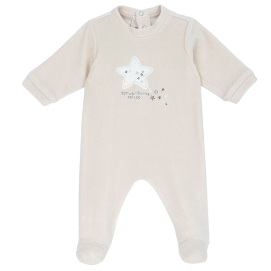 Tutina neonato Chicco beige effetto vellutato con stellina