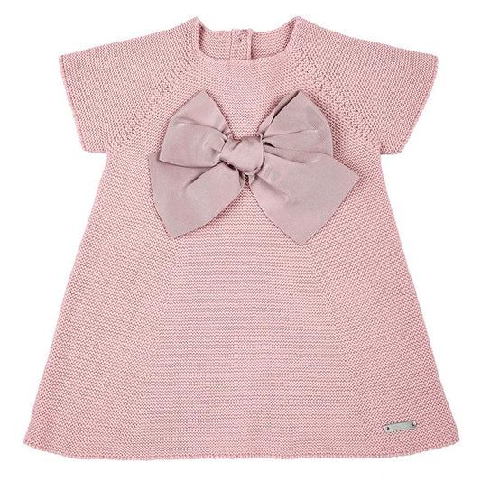 Abito neonata Condor in maglia con grande fiocco, versione mostrata in rosa
