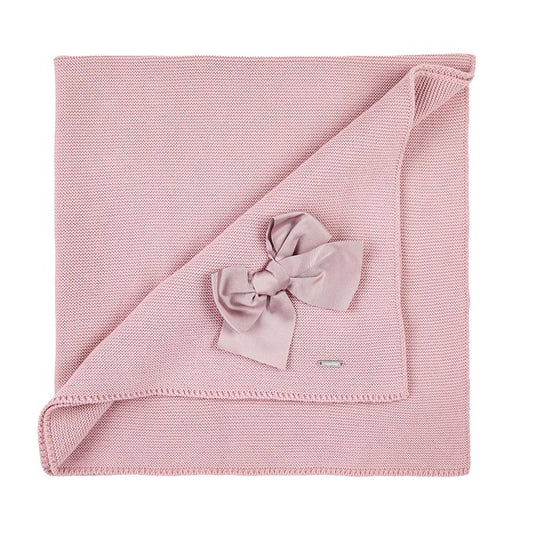 Copertina neonata Condor a punto legaccio con fiocco, versione mostrata in rosa
