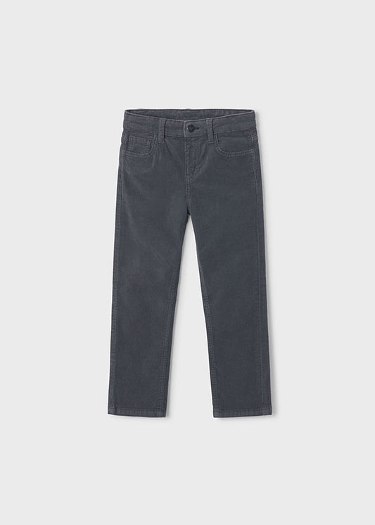 Pantalone bambini Mayoral in velluto a cinque tasche grigio scuro, fronte