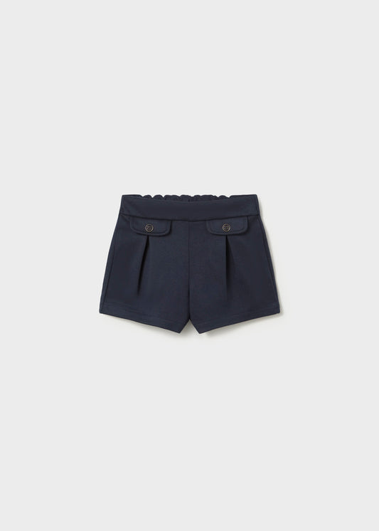 Bermuda bambina Mayoral in twill blu marino con pieghe