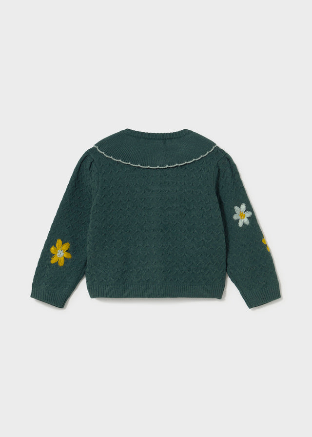 Cardigan tricot fiori ricami