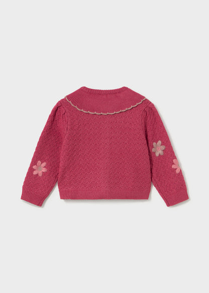 Cardigan tricot fiori ricami