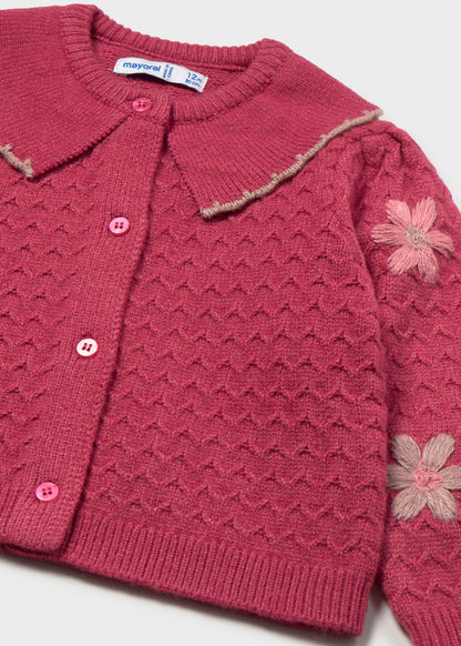 Cardigan tricot fiori ricami