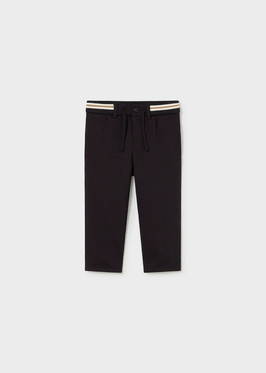 Pantalone bambino Mayoral nero con elastico a righe in vita