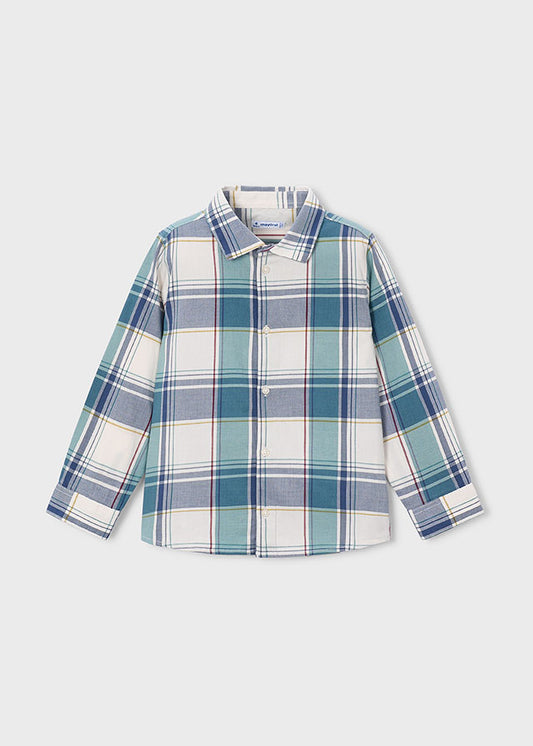 Camicia bambino Mayoral a quadri blu e verde