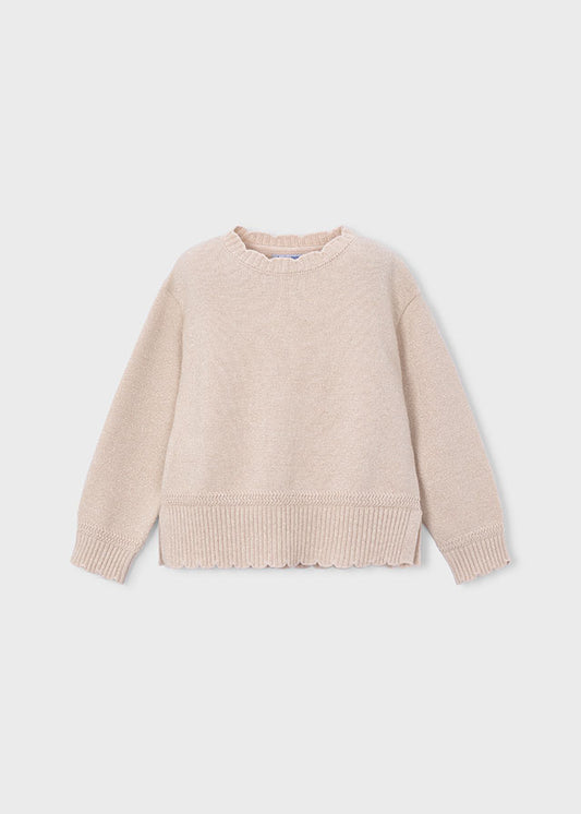 Maglione bambina Mayoral color hojaldre con orlo smerlato