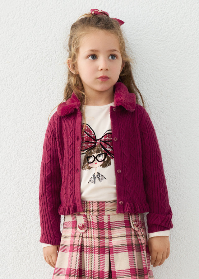 Cardigan tricot colletto pell