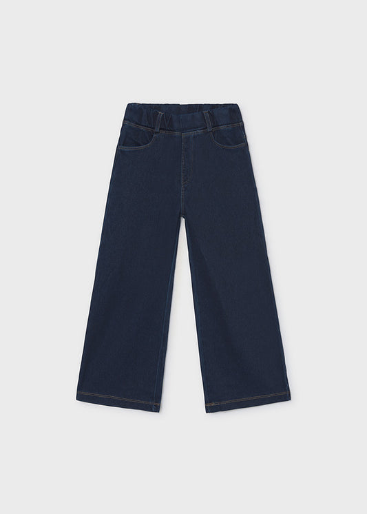Pantalone bambina Mayoral effetto jeans blu scuro, fronte
