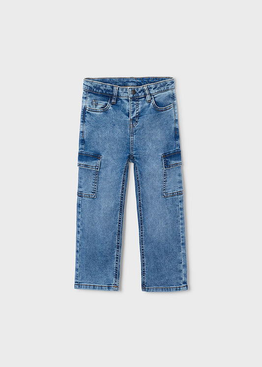 Jeans cargo bambino Mayoral lavaggio chiaro, fronte