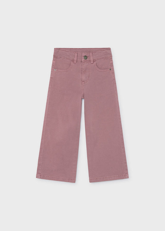 Pantalone bambina Mayoral in twill color uva, fronte