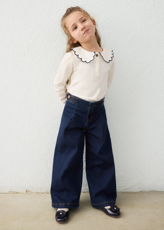 Pantalone denim wide leg