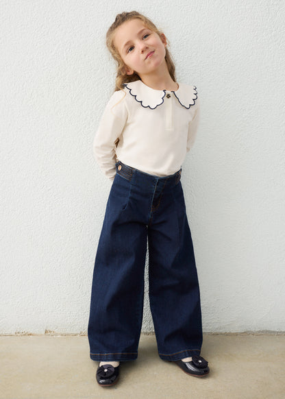 Pantalone denim wide leg