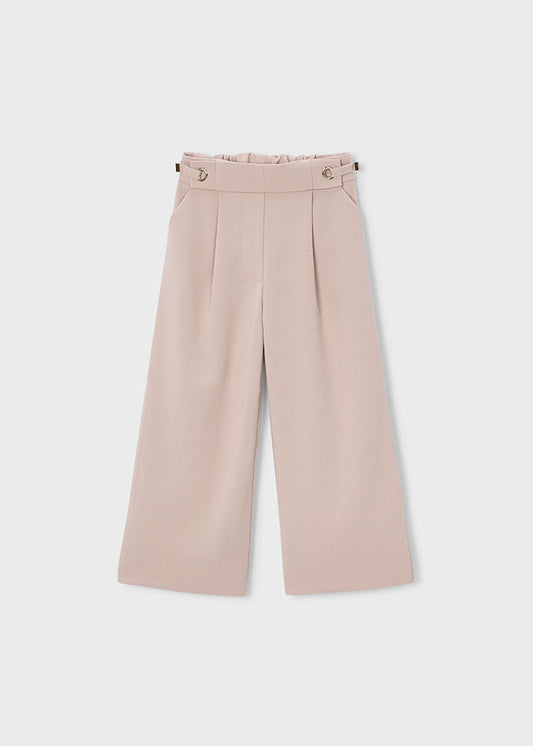 Pantalone bambina Mayoral color nocciola con pinces e gamba ampia