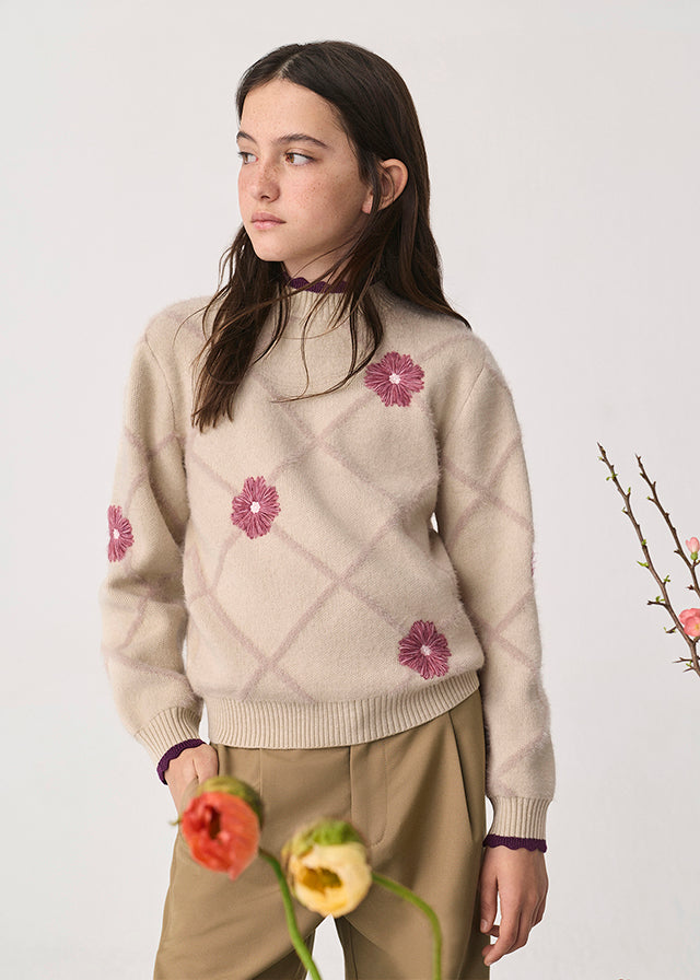 Maglione rombi fiori