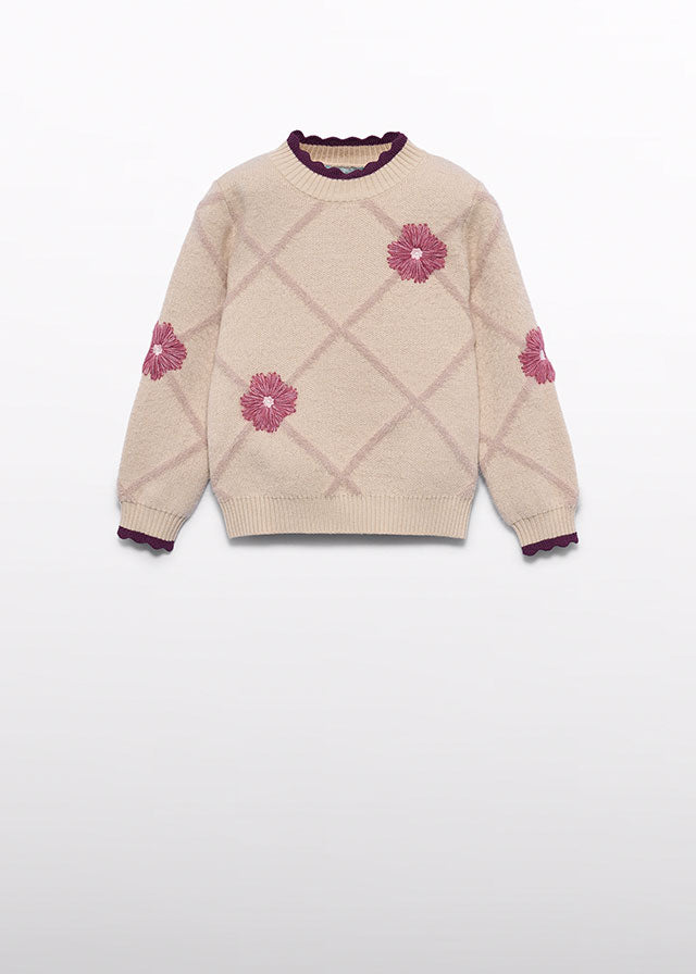 Maglione rombi fiori