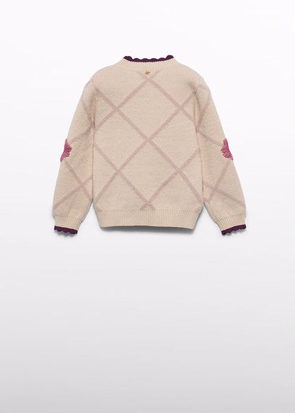 Maglione rombi fiori