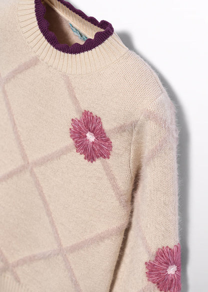 Maglione rombi fiori