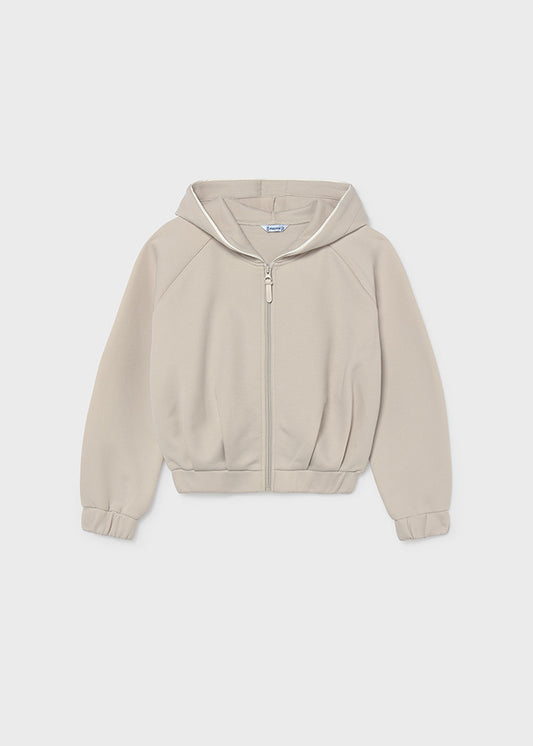 Giacchino ragazza Mayoral grigio chiaro con zip e cappuccio