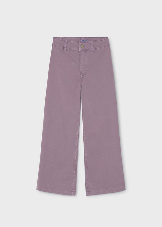 Pantalone ragazza Mayoral wide leg color lavanda, fronte