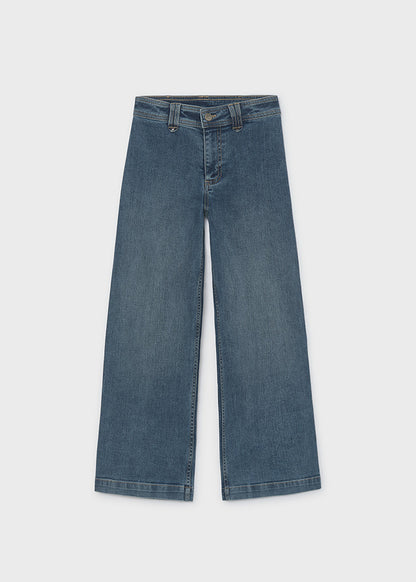 Pantalone denim wide leg