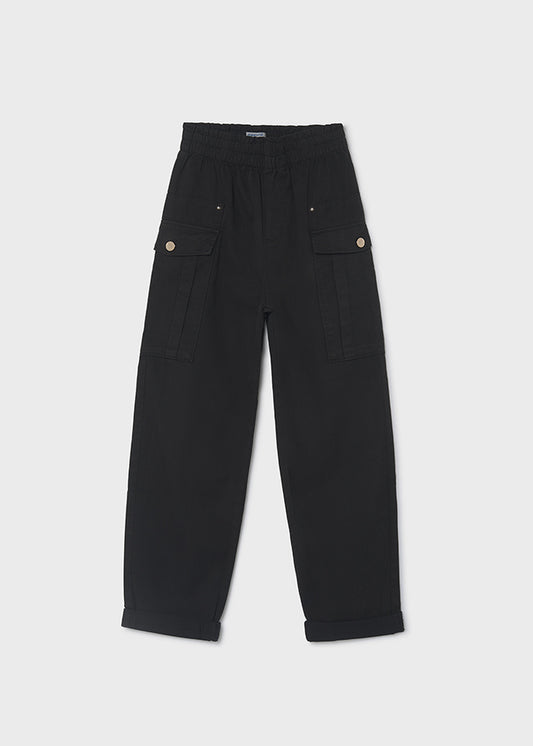Pantalone ragazza Mayoral nero con vita elastica, fronte