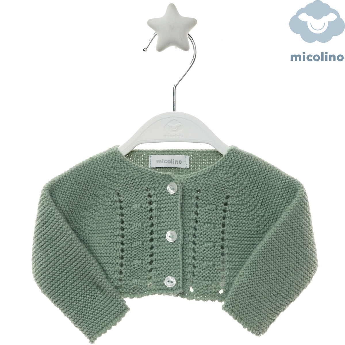 Golfino corto neonata Micolino verde traforato con bottoncini