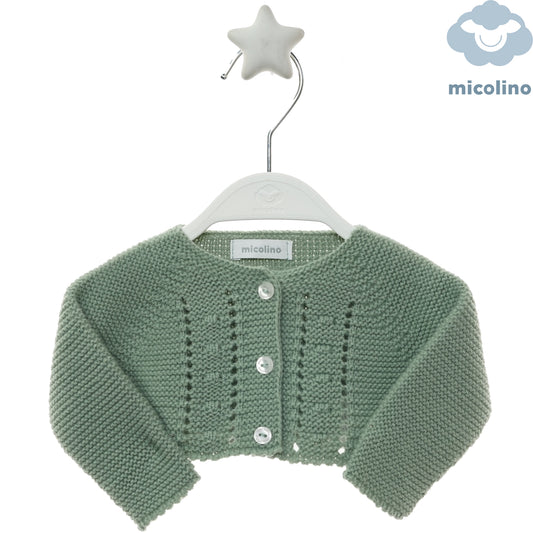 Golfino corto neonata Micolino verde traforato con bottoncini