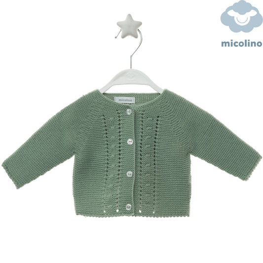 Golfino neonato Micolino in maglia traforata con bottoni, fronte