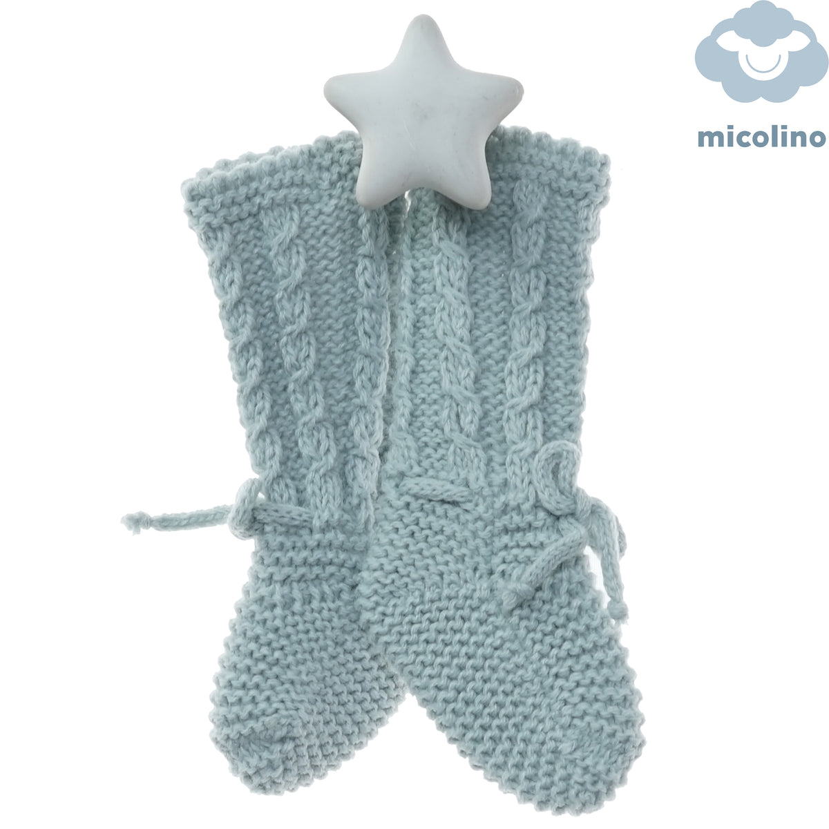Babbucce neonato Micolino in maglia a trecce con laccetto