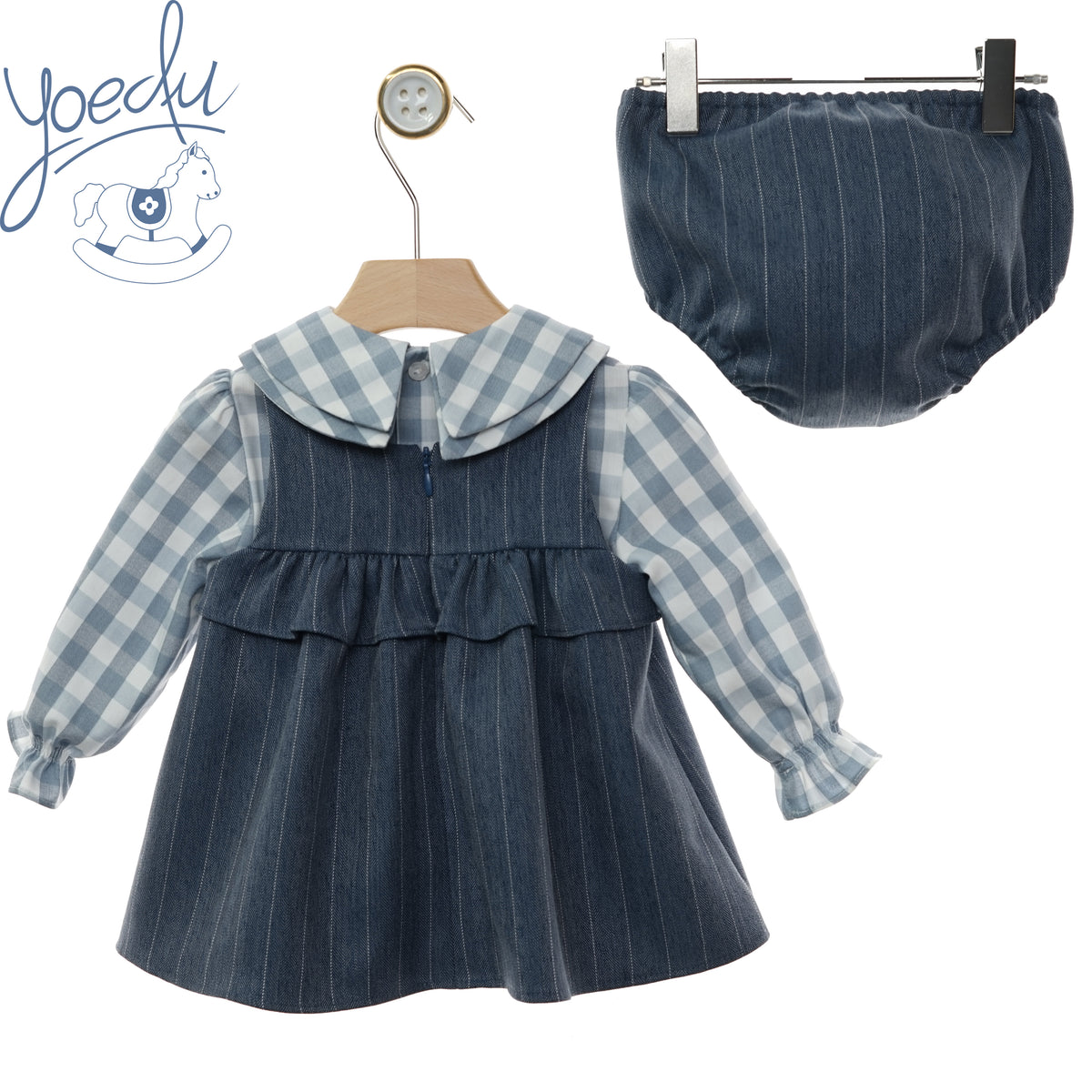 Retro del completo bambina Yoedu con scamiciato gessato