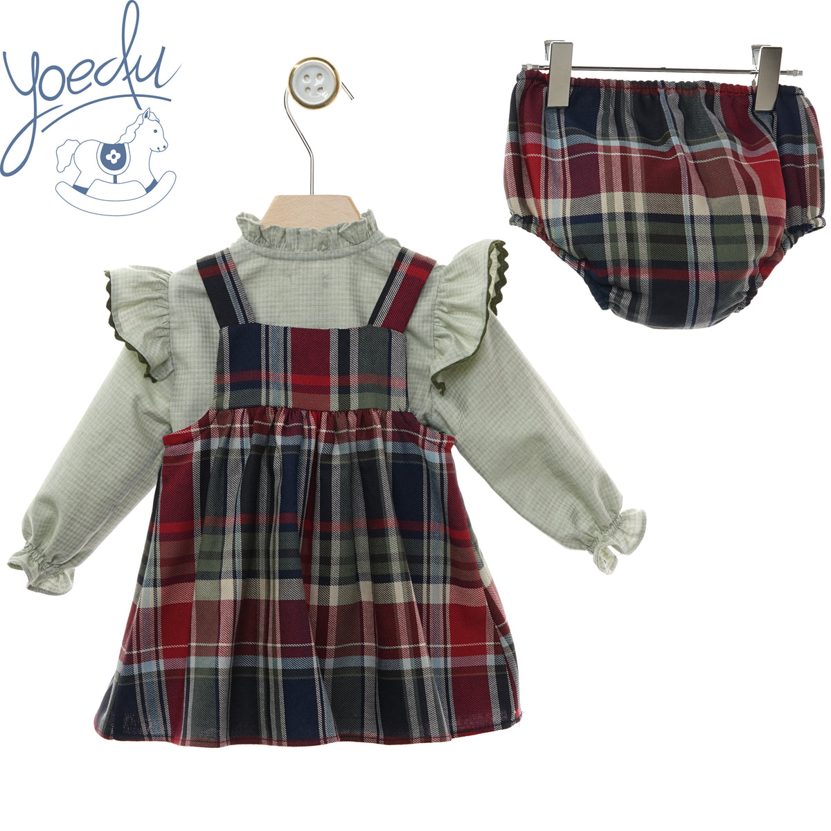 Retro dello scamiciato scozzese Yoedu con camicia verde