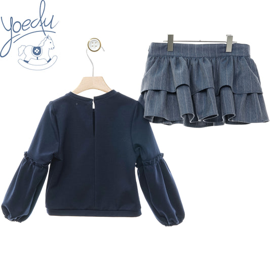 Retro del completo bambina Yoedu con felpa e gonna a balze