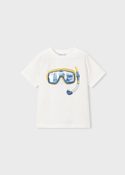 Short-sleeved T-shirt with make-up print