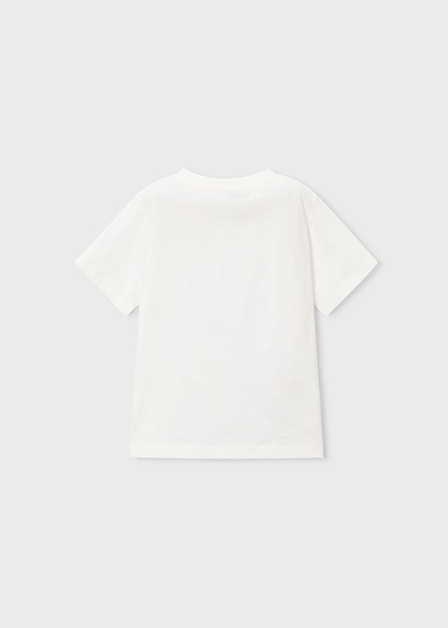 Short-sleeved T-shirt with make-up print