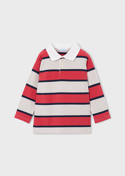 Striped long-sleeved polo shirt